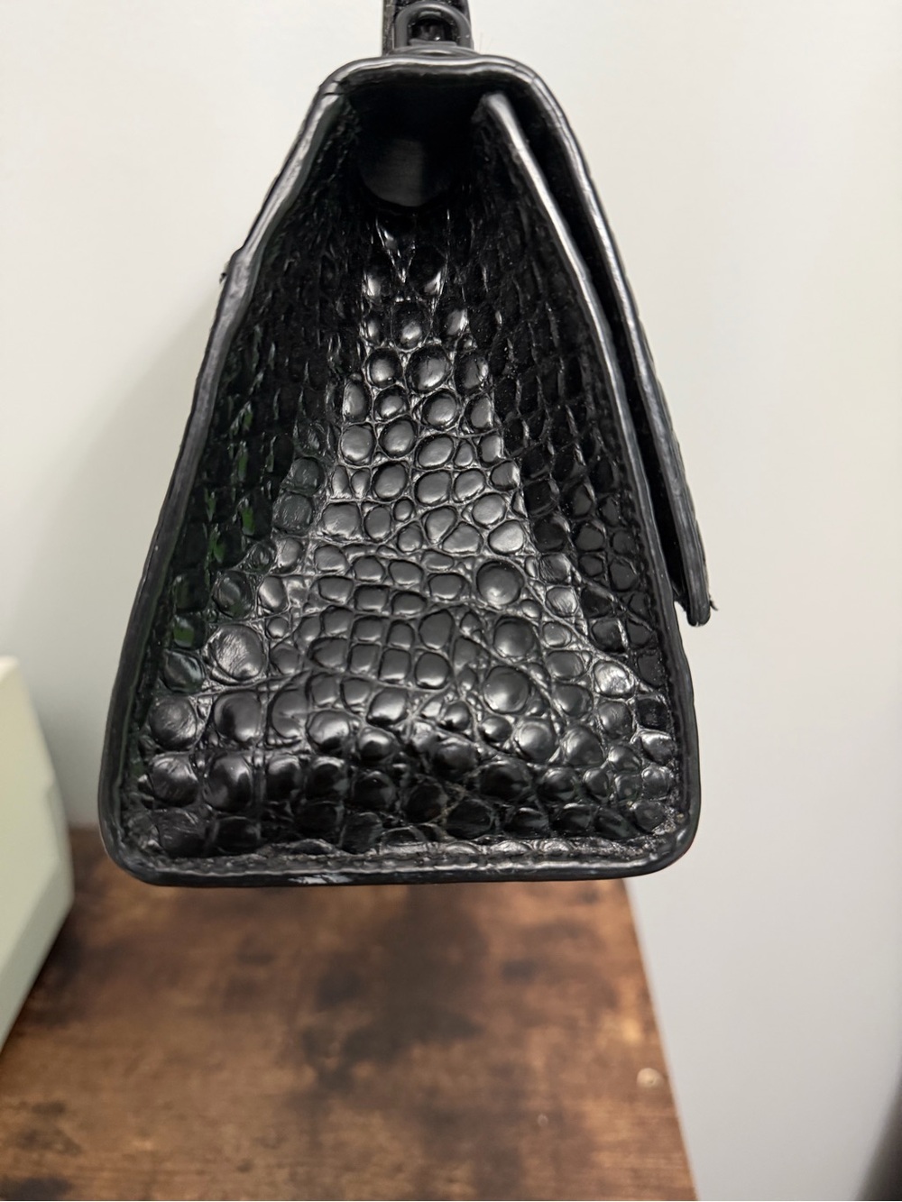 Balenciaga Black Croc-Embossed Top Handle Bag Small - Picture 4 of 6